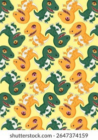 Padrão de tecido de dinossauro infantil Dino papel de embalagem sem emenda