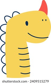 Childish Dinosaur Head Vector Illustration