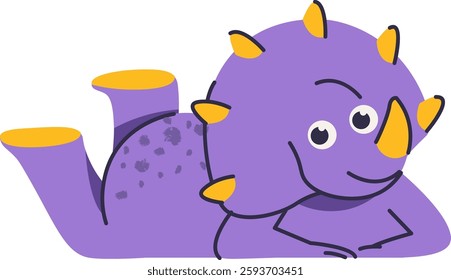 Childish Dinosaur Lying Vector Illustration