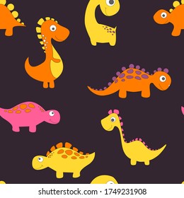 Dinosaurio infantil patrón sin fisuras para ropa de moda, tela, camisetas. vector dibujado a mano