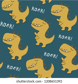 childish dinosaur seamless pattern . vector illustration for t shirt, kids fashion, fabric