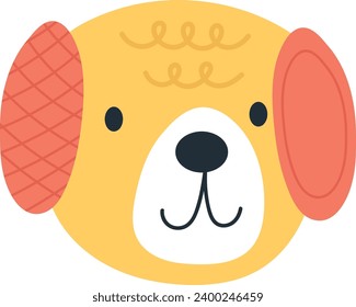 Childish Dog Head Vector Illustration