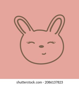childish drawing of a cute hare with lines on a pink background. sketch doodle bunny, funny cute child drawing, vector illustration