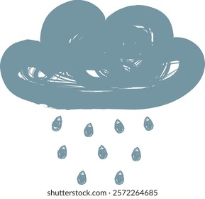 Childish Drawing Rainy Cloud Vector Illustration