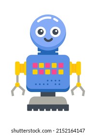 Childish droid retro robot character. Vector illustration