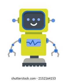 Childish droid retro robot character. Vector illustration