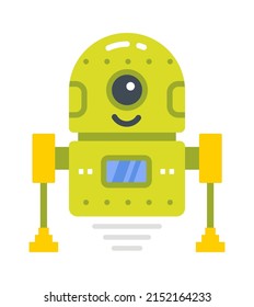 Childisch droid Retro Roboter Charakter. Vektorgrafik