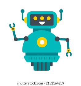 Childish droid retro robot character. Vector illustration
