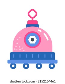 Childish droid retro robot character. Vector illustration
