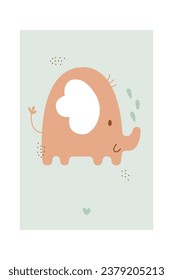 Childish Elephant Background Vector Illustration