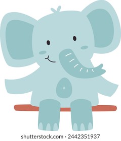 Childish Elephant On Bench Vector Illustration