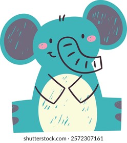 Childish Elephant Sitting Vector Illustration