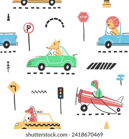 childish farm seamless pattern for fashion clothes, fabric, t shirts. hand drawn vector illustration.	