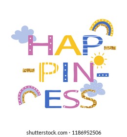 Childish fashion print with slogan and cute glitter elements. Vector hand drawn illustration.