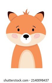 Childish Fox Cartoon Cute Animal. Vector illustration