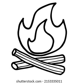 Childish Freehand Contour Drawing Fire Firewood Stock Vector (Royalty ...