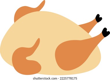 Icono de pollo frito infantil. Comida turca para ilustración de la cena del día de Acción de Gracias. Símbolo hecho a mano de una sabrosa carne de ave frita. Atractivo clip de arte gastronómico. Foto de la receta del libro de cocina para niños.