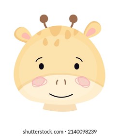 Childish Giraffe Cartoon Cute Animal. Vector Illustration