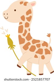 Childish Giraffe With Dandelion Vector Illustration