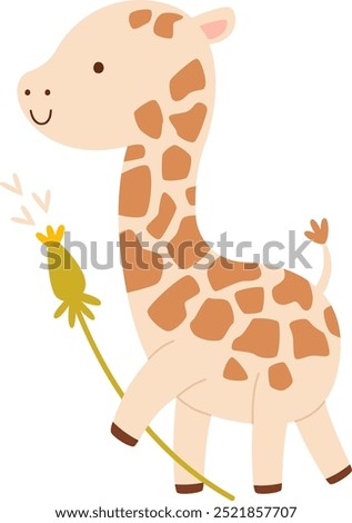 Childish Giraffe With Dandelion Vector Illustration