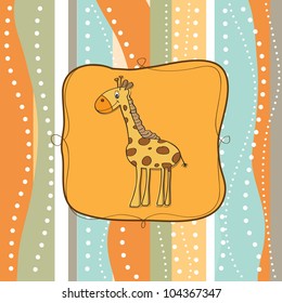 childish greeting card with giraffe