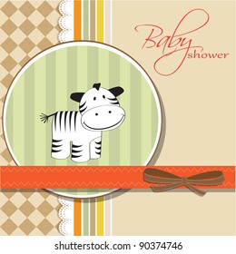 childish greeting card with zebra