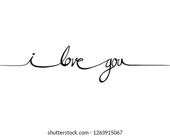 childish hand drawn calligraphic quote 'I love you' continuous line art for background, wallpaper, banner, label, texture etc to show feeling in romantic day. vector design