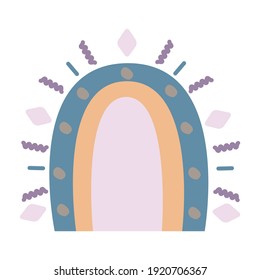 Arcoiris dibujado a mano infantil. Dibujo de Boho para niños de estilo escandinavo, adorable estampado de doodle de guardería. Ilustración vectorial.

