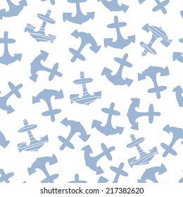 Childish hand drawn seamless sea anchor pattern