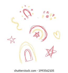 Juego de vectores dibujado a mano infantil. Para impresiones, ropa, invitaciones, carteles, etc.