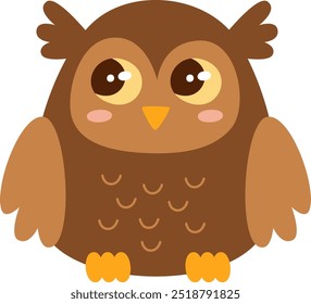 Childish Handdrawn Owl Vector Illustration