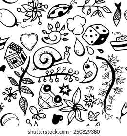 Childish hand-drawn seamless pattern 