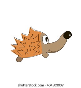 Childish hedgehog isolated on white. Vector illustration.