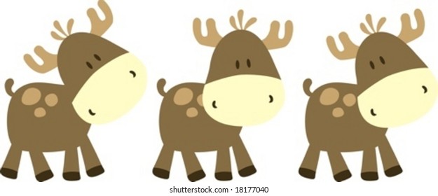 childish illustration of baby deer, very easy to edit, individual objects