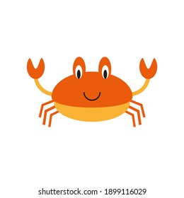 childish illustration, of crab on white background