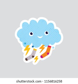 Childish illustration with cute cloud