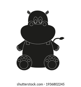 childish illustration of hippo on white background