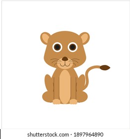 childish illustration of lion cub on white background