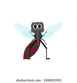childish illustration, of mosquito on white background