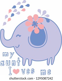 Childish illustration on elephant vector with multicolored phrase.