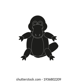 childish illustration of platypus on white background