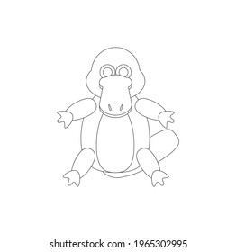 childish illustration of platypus on white background