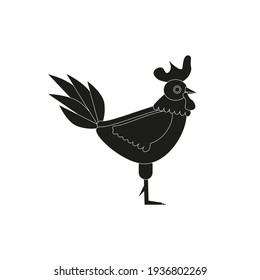 childish illustration of rooster on white background