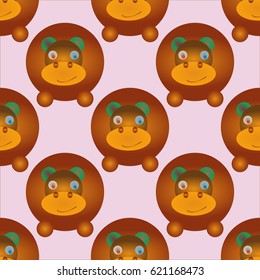 Childish like colored background with lovely hippo.