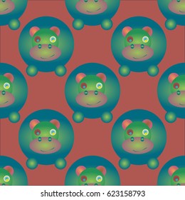 Childish like colored background with lovely hippo.