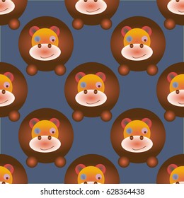 Childish like colored background with lovely hippo.