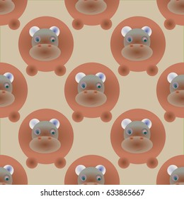 Childish like colored background with lovely hippo.