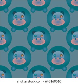 Childish like colored background with lovely hippo.