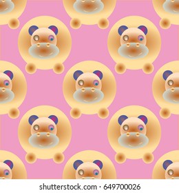 Childish like colored background with lovely hippo.