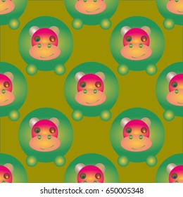 Childish like colored background with lovely hippo.